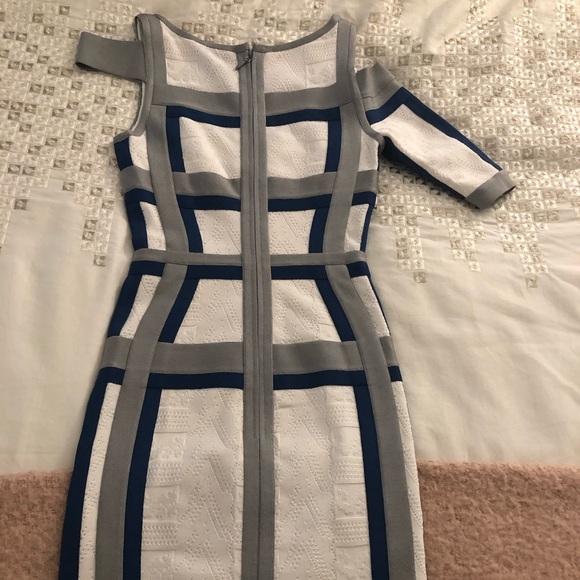 Colorblock Asymmetrical Herve Leger Dress - Picture 4 of 6